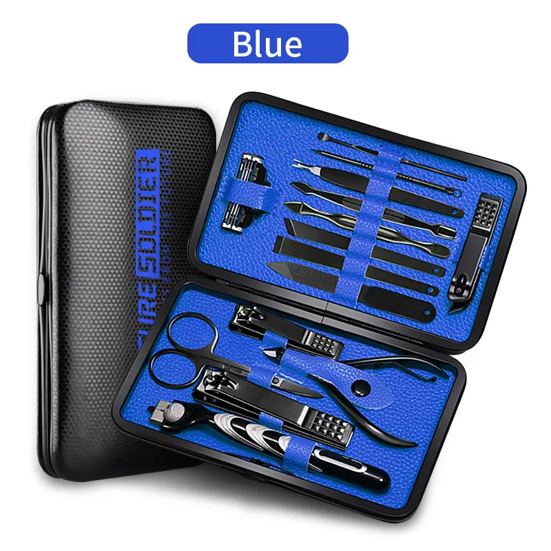 Blue Профессиональная машинка для стрижки ногтей для мужчин, набор для педикюра, набор маникюрных инструментов для бритья, бритва, набор, нож, набор для маникюра BT64 - Цвет: Blue