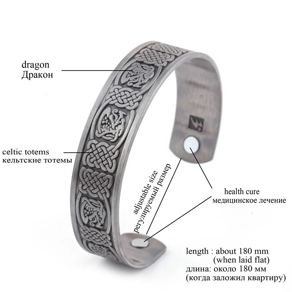 Fishhook стильный мужской оловянный Магнитный Браслет манжета для лечения артрита и