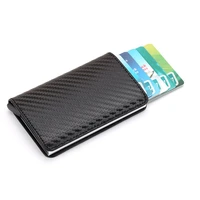2021 new fashion mens leather credit card holder rfid blocking aluminum card case women slim wallet metal short purse for man
