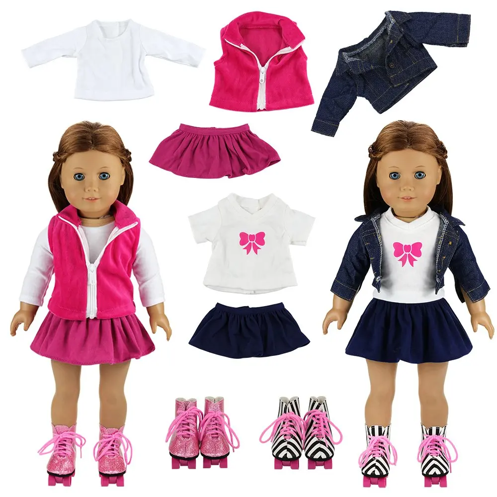 18 дюймовых кукол Одежда и аксессуары 2 комплекта Кукла пары коньки сапоги обувь