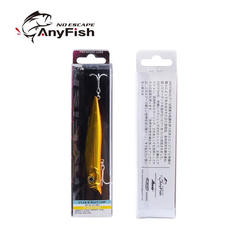 ANYFISH WISE R-BAIT110F приманка для рыбалки гольян длина: 110 мм Вес: 14 4 г Глубина: 0 5-0 8 м