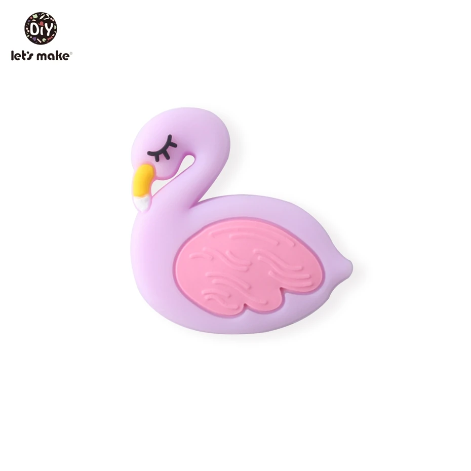 flamingo purple Let's Make/5 шт., силиконовые бусины для прорезывания зубов, детские игрушки с изображением совы из мультфильма «Angry Of Bird», сделай сам, соски, клипсы, Детские Прорезыватели без бисфенола - Цвет: flamingo purple