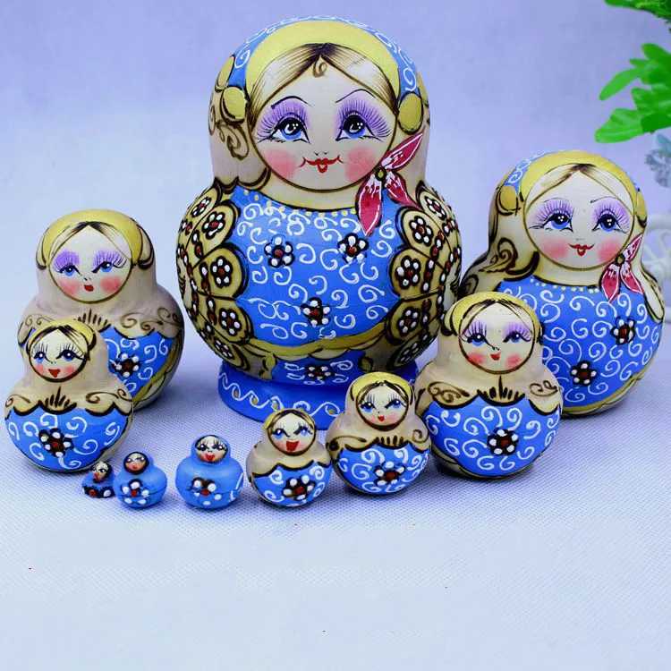 Деревянные российские гнездовые куклы 10 шт./компл. креативные рождественские