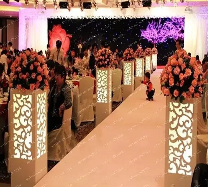 

Free shipping 115*20*20cm Luxury Wedding Carved Pillar Half Carving Design Wedding Road Lead Stand With Led LLFA