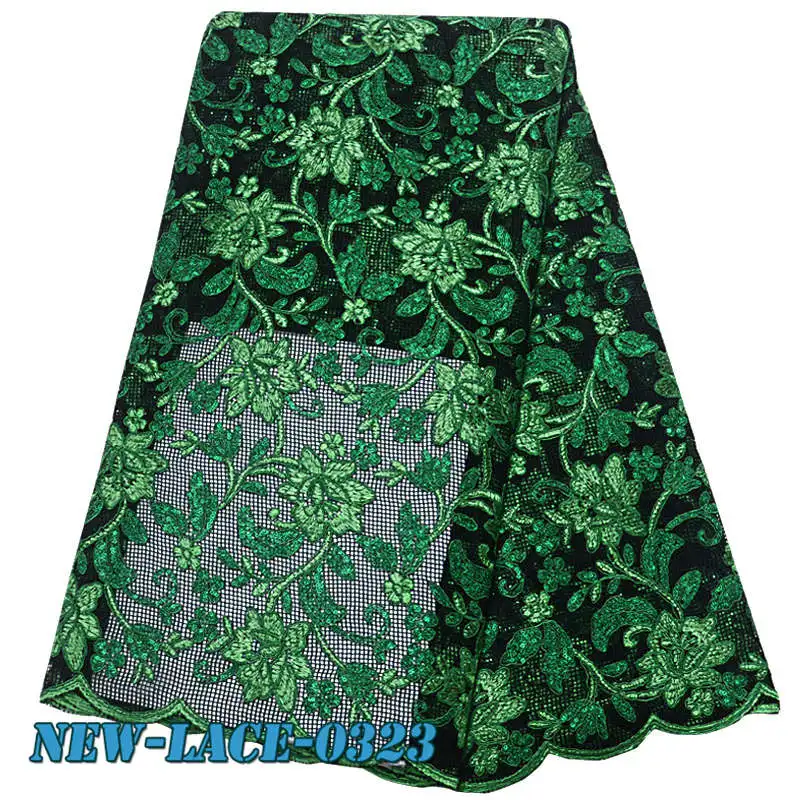 Кружевная ткань с блестками 2019 высококачественная новая Нигерия вышитая