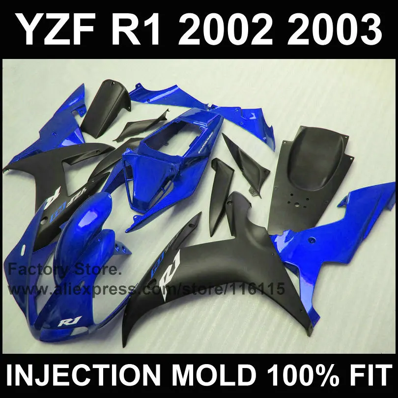 

7gifts ABS plastic 100% injection fairings kit for YAMAHA 2002 R1 2003 YZF R1 02 03 YZF-R1 blue matte black fairing body part