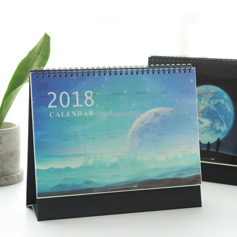 Корейский календарь голубое небо Луна планировщик стол для 2018 план дня