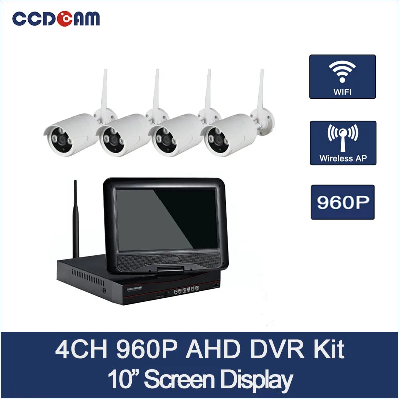 CCDCAM 4CH Wifi NVR Kit 1.0MP система безопасности 960P IP камера с 10 дюймовым экраном NVR|wifi ip
