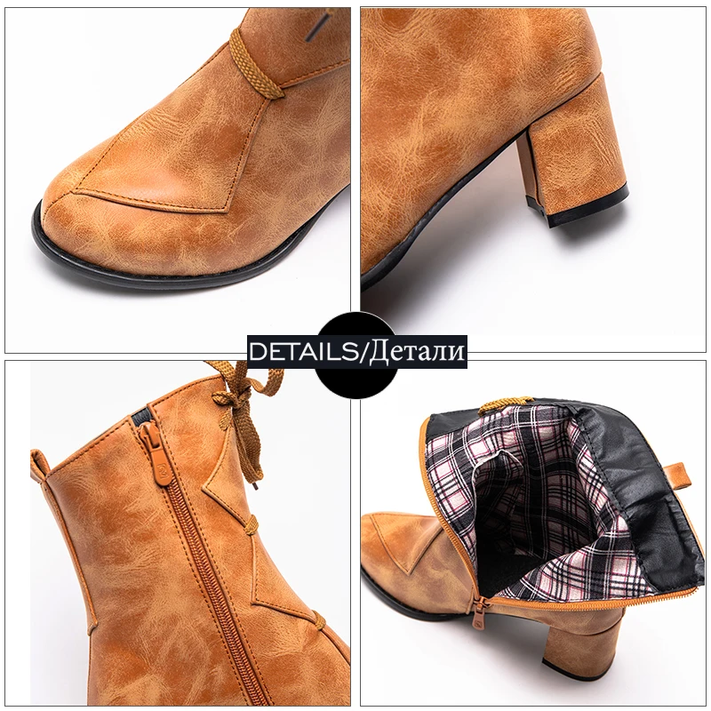 Женские ботильоны на платформе и толстом каблуке с круглым носком|Женские