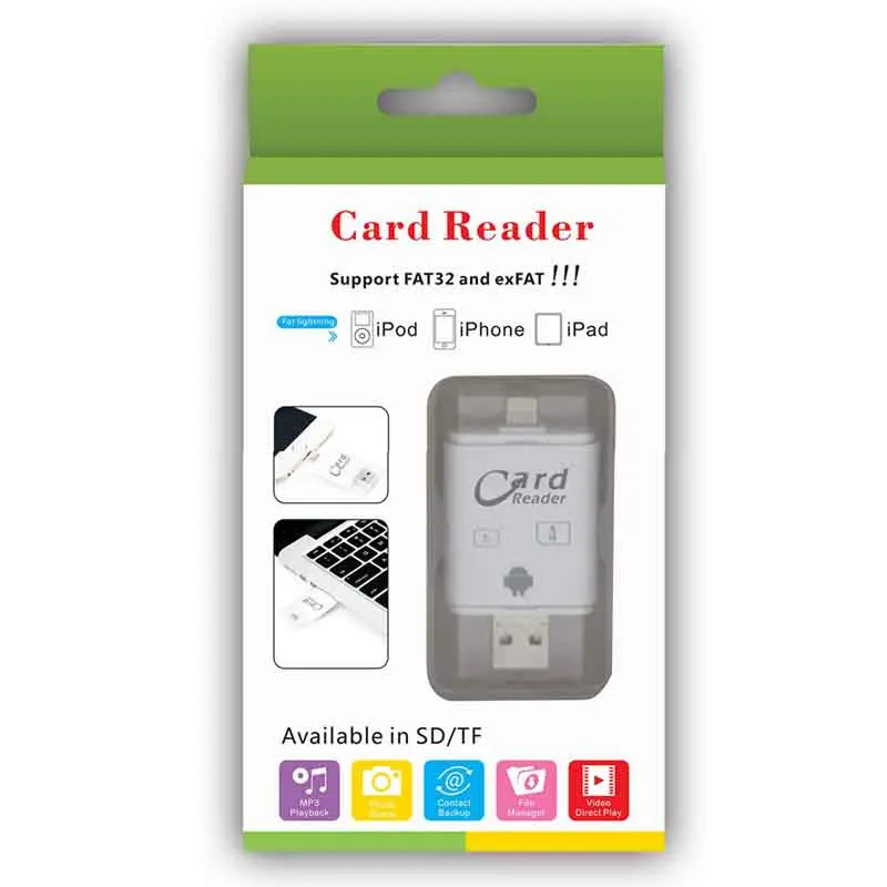 3 в 1 SD TF кардридер iOS Micro USB 2 0 Android мульти система совместимый адаптер портативный