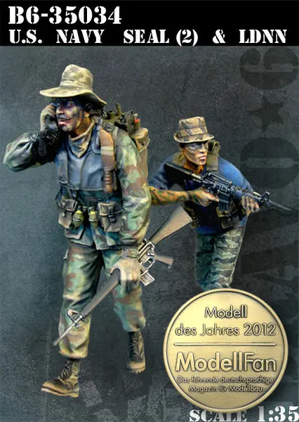 1/35 смолы цифры модель комплект Вьетнам войны солдаты США(2 шт./лот) Неокрашенный XD156