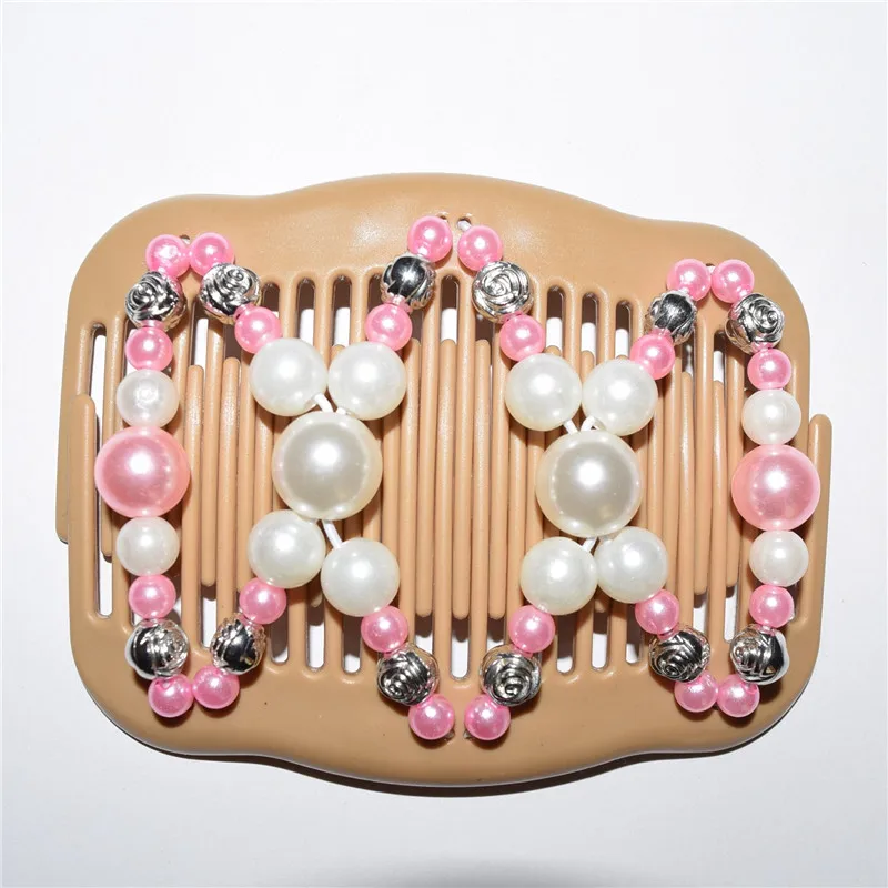 Стандартная Расческа с розовыми и белыми жемчужинами 20 шт./лот Волшебная
