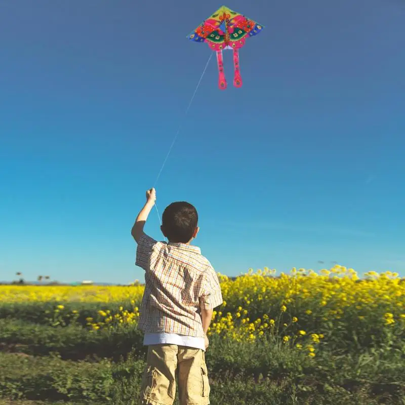 90x50 см яркая тканевая Цветная Бабочка кайт для улицы складной детский летающие