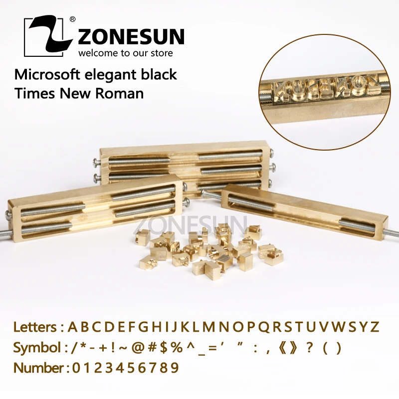 ZONESUN латунная буква гравировальная форма с ЧПУ Штамповка горячей фольгой цифра