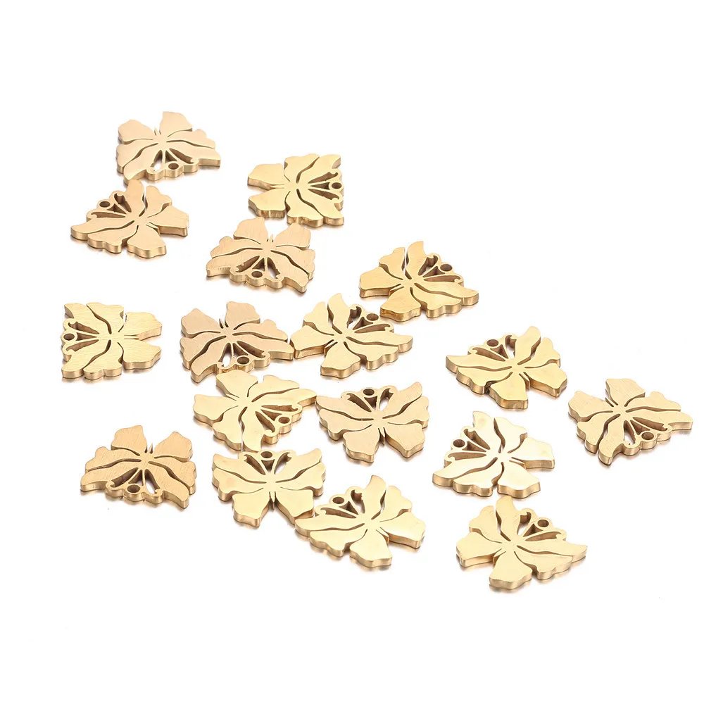Butterfly Golden 5 шт. 16x16 мм из нержавеющей стали Золотая Серебряная Бабочка Стрекоза Подвески для ювелирных изделий DIY Изготовление аксессуаров - Окраска металла: Butterfly Golden