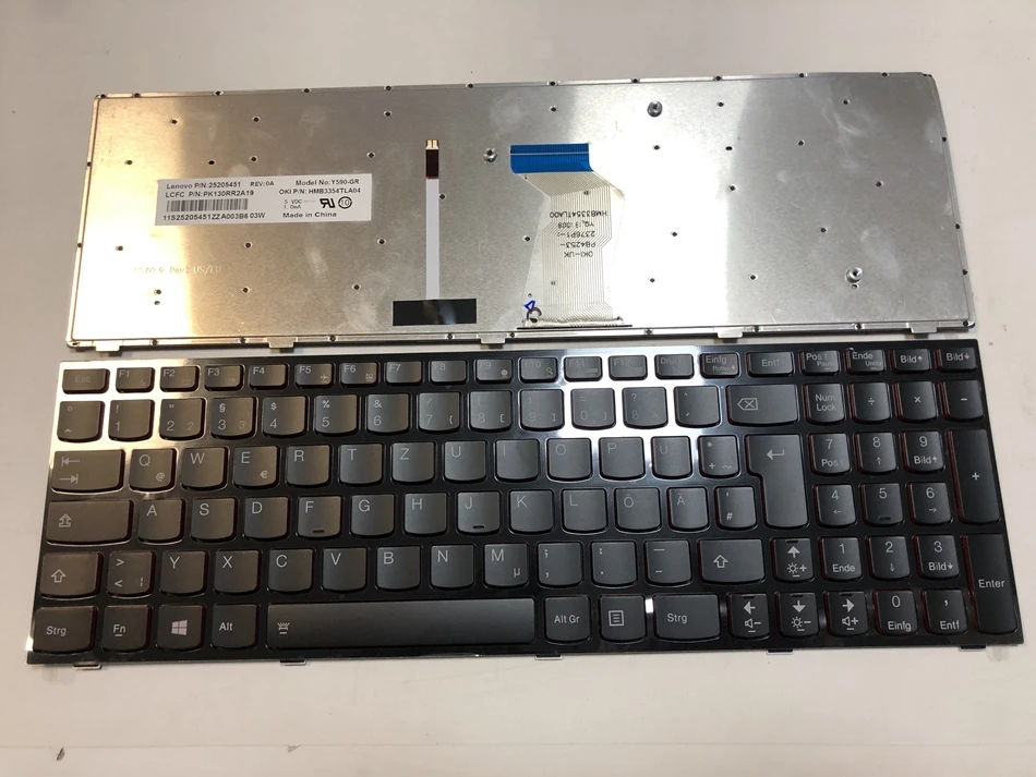Немецкая клавиатура для ноутбука с подсветкой Lenovo Y500 Y500N Y500NT Y500S Y510 Y510P Y590 Y590P GR