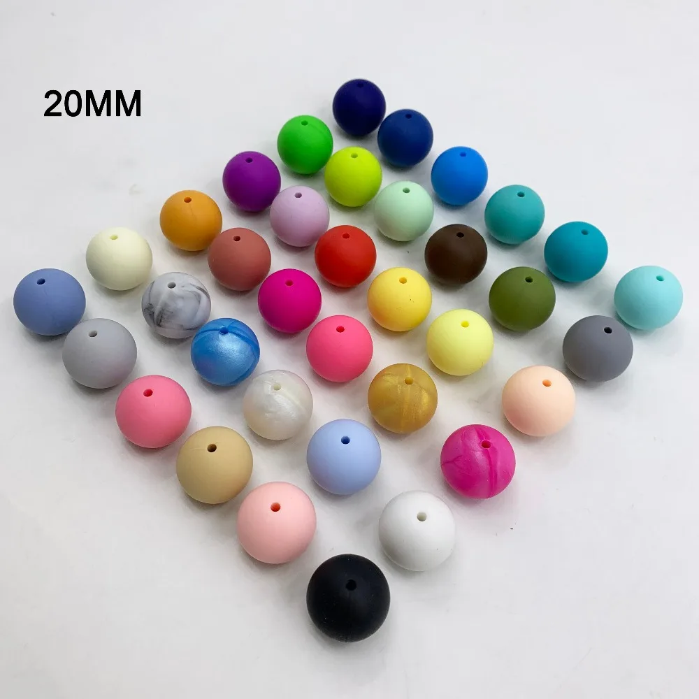 Большие силиконовые бусины 20 мм круглой формы 2 шт./лот ожерелье-прорезыватель