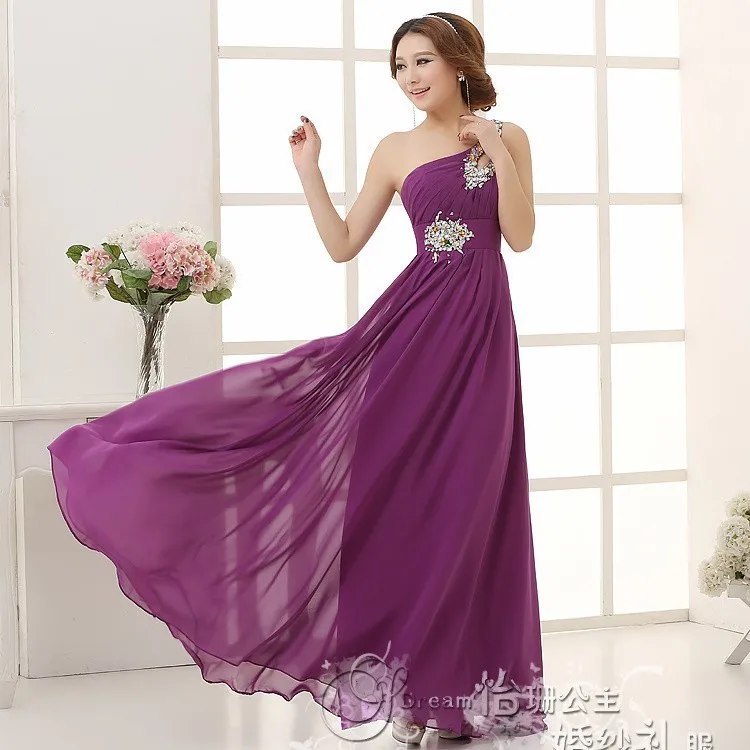 Long Prom Dresses 2016 More Colors Waist With Flower Beading Lange Ballkleider Red Blue Pink One Shoulder Gown for Women |