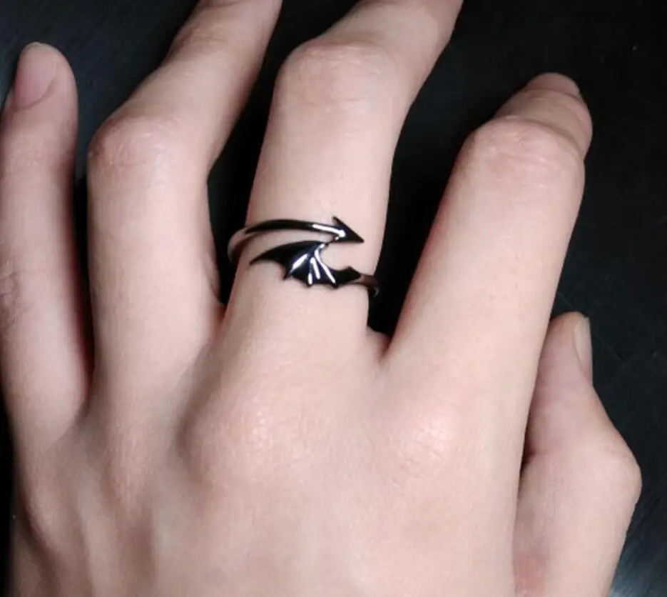 Personality Simple Men's Stainless Steel Devil's Wing Ring Fashion Couple Titanium Adjustable Jewelry | Украшения и