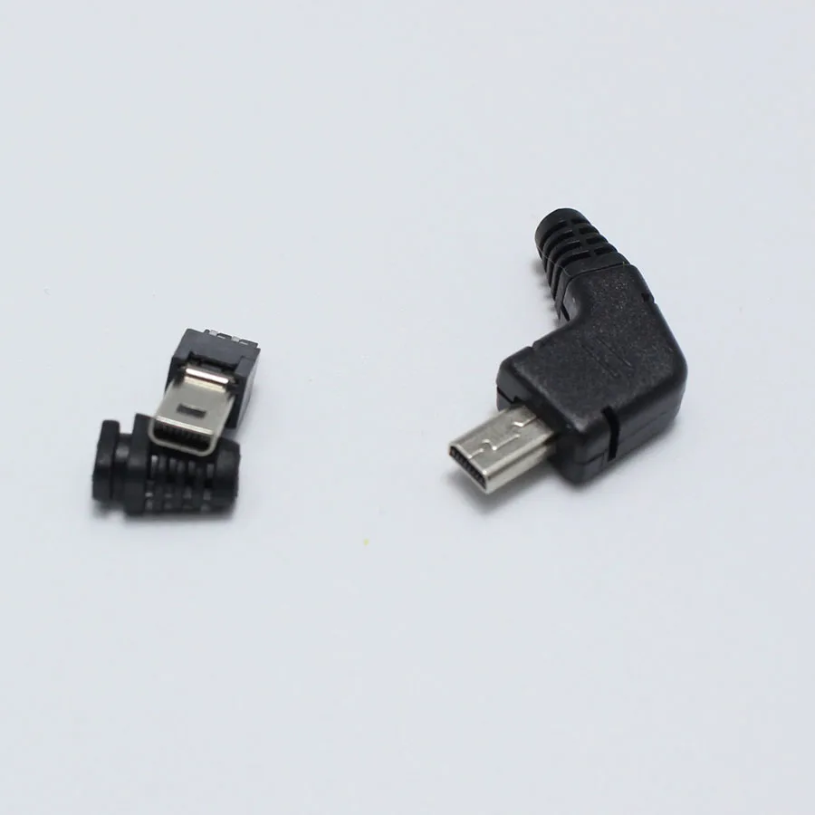 Мини USB 8 Pin штекер P никелированный угловой разъем головки 4 в 1 DIY Черные Пробки для
