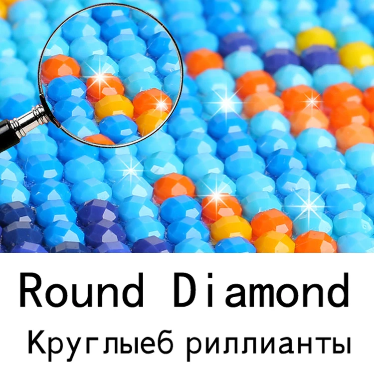 DIY фото на заказ Алмазная картина Картина Стразы Алмазная вышивка бисером вышивка крестиком полностью Квадратный бриллиант, 5D мозаика - Цвет: Round Diamond