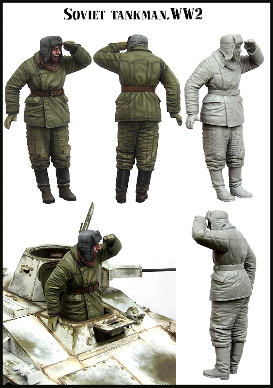 Неокрашенный комплект 1/35 советская Экипировка № 3 стоячий (1 фигурка) Статуэтка