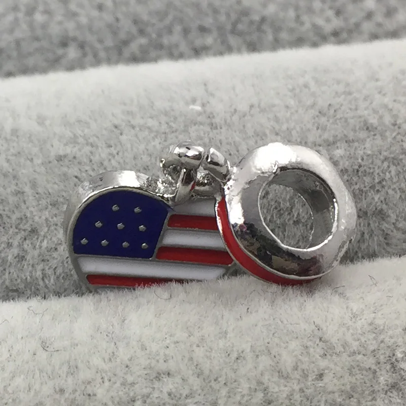 2Pcs USA Flag Red &ampBlue White Enamel Pendant European Beads Fit Charms Bracelets&ampBangle DIY Jewelry | Украшения и