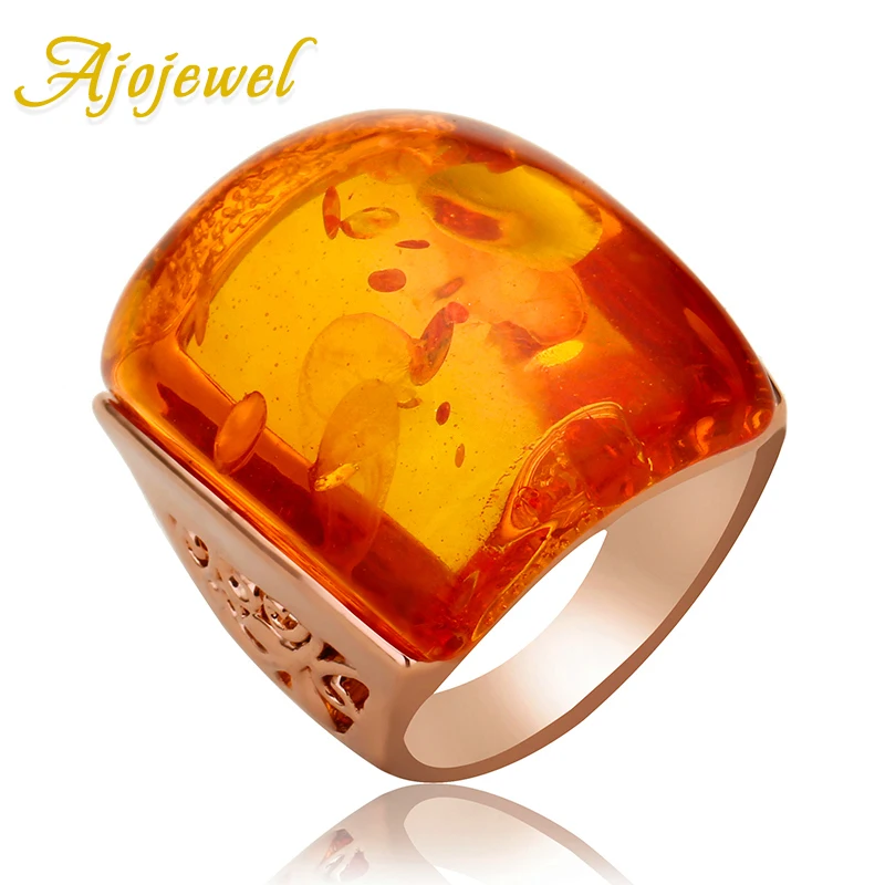 Ajojewel Размер 7 9 красивая оранжевая смола кольцо с большим камнем Женские