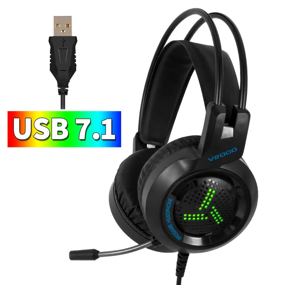 

7.1 Surround Sound Gaming Headset With Microphone LED Colorful Game Headphones Bass Stereo for Xbox One PS4 Computer PUBG Gamer