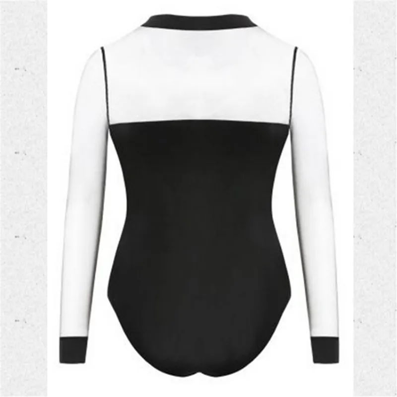 

New Fashion Womens Ladies Sexy Bodysuits Stretch Leotard Full Long Sleeve Jumpsuits Playsuits Rompers Summer Solid Bow Skinny