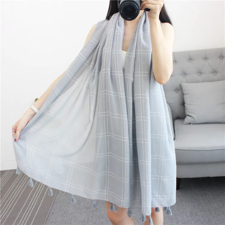 Летняя Новинка 2017 г. плед сплошной цвет шарф хлопок и лен тонкие длинные мягкой