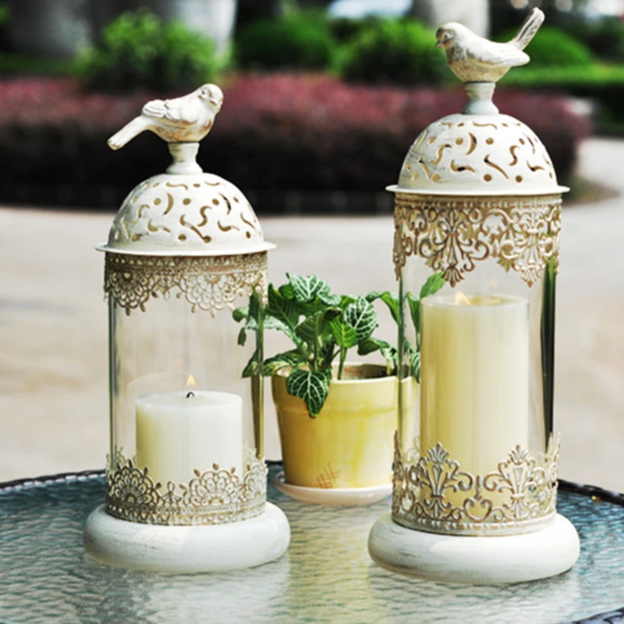 Винтажный большой подсвечник из кованого железа стеклянный роскошный черный