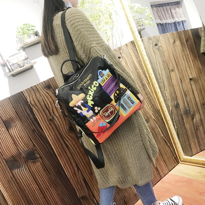DOODOO Для женщин кожаный рюкзак черный Bolsas Mochila Feminina большой конструктор