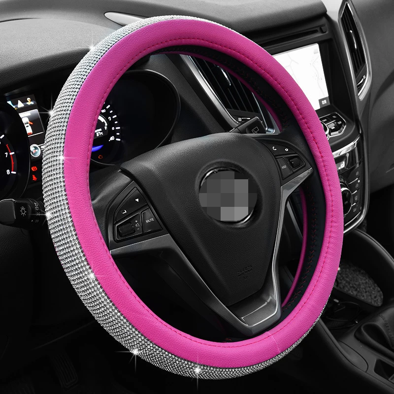 Crystal Rhinestone Car Leather Steering Wheel Covers Car for Women Girls Steering-WheelCover Auto Car Interior Accessories Crystal Rhinestone Car Leather Steering Wheel Covers Car for Women Girls Steering-WheelCover Auto Car Interior Accessories