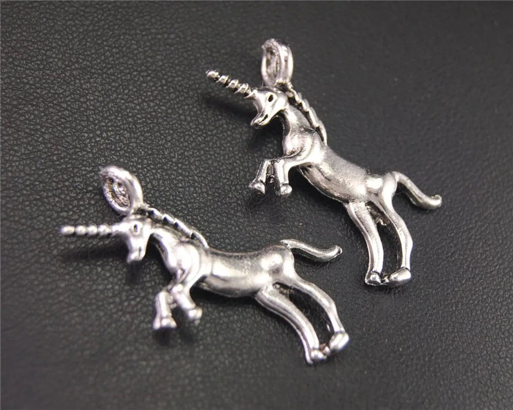 

15pcs Silver Color unicorn Round Charm Pendant DIY Necklace Bracelet Bangle Findings 20x35mm A1955