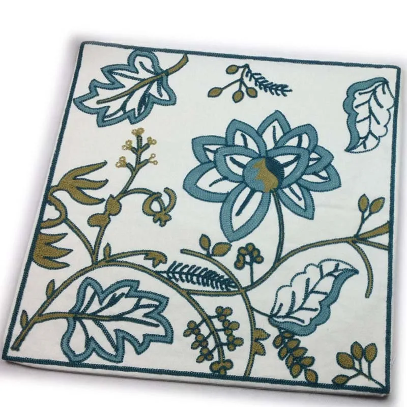 Декоративные Хлопок Холст Crewel Вышивка Чехол для подушки прекрасные весенние