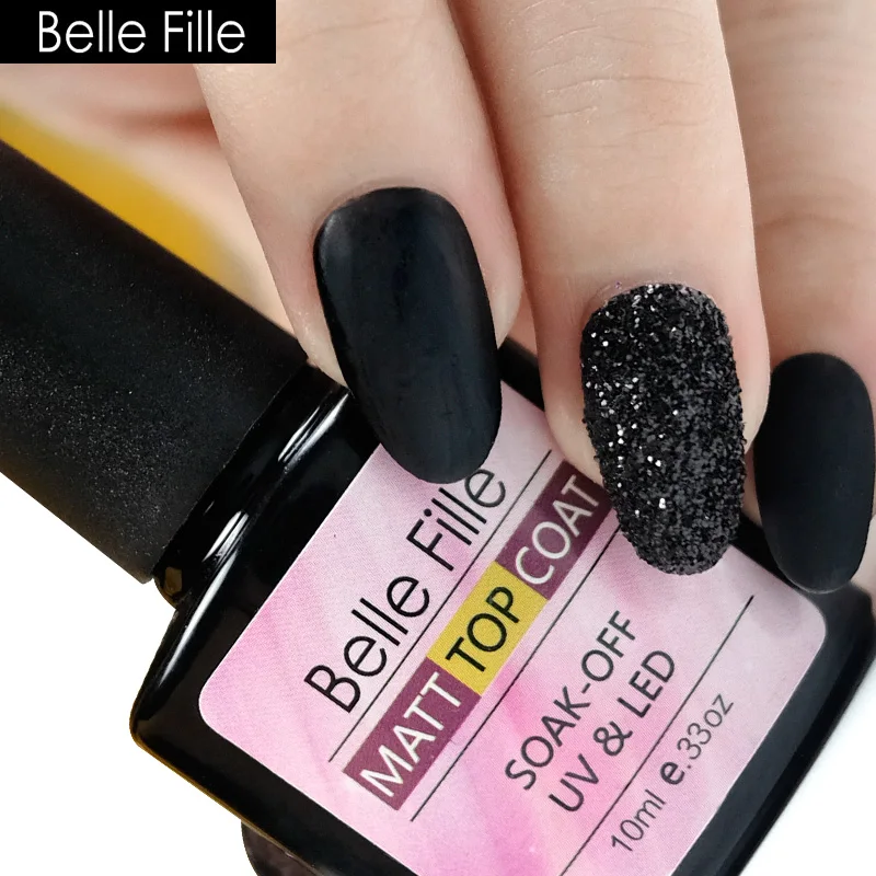 Belle Fille Матовый верхний слой гель Лучший лак французский для ногтей прозрачный