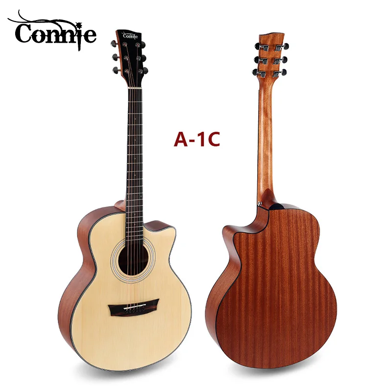 Connie 2018 Новая народная Акустическая гитара Деревянный Цвет винтажная Ель