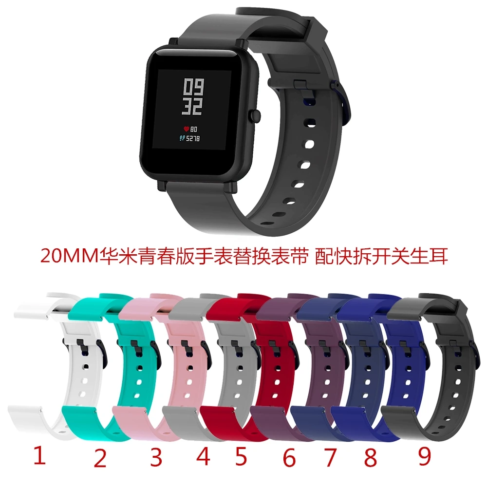 Ремешок силиконовый для xiaomi amazfit bip band браслет Samsung Galaxy watch 42 Gear sport S2 Ticwatch 2 E Huawei 20