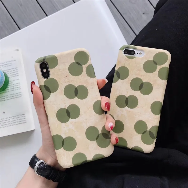 Matte oil painting green wave point phone case For iphone XS MAX XR X 6 6s 7 8plus anti-staining soft shell TPU back cover |
