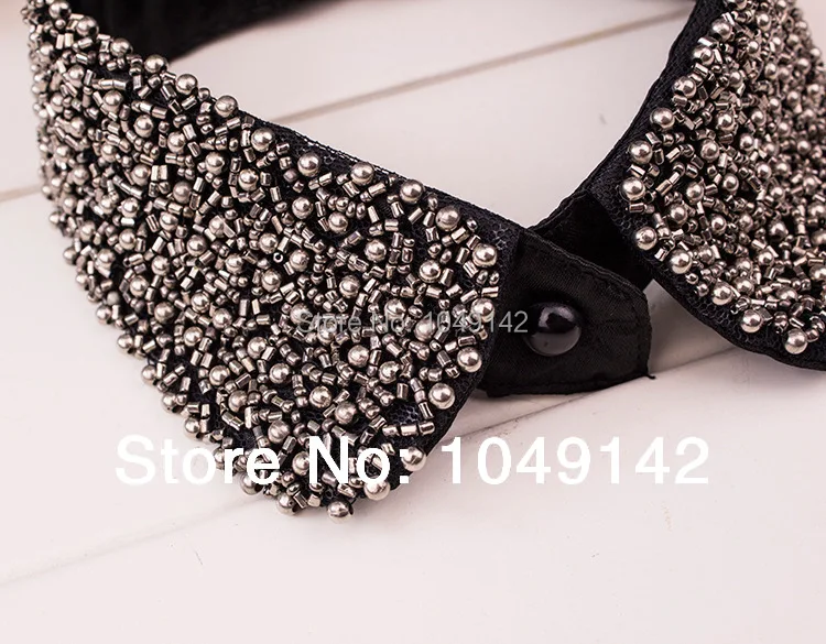 Черный бисерный фальшивый воротник для женщин панк съемные воротники аксессуары
