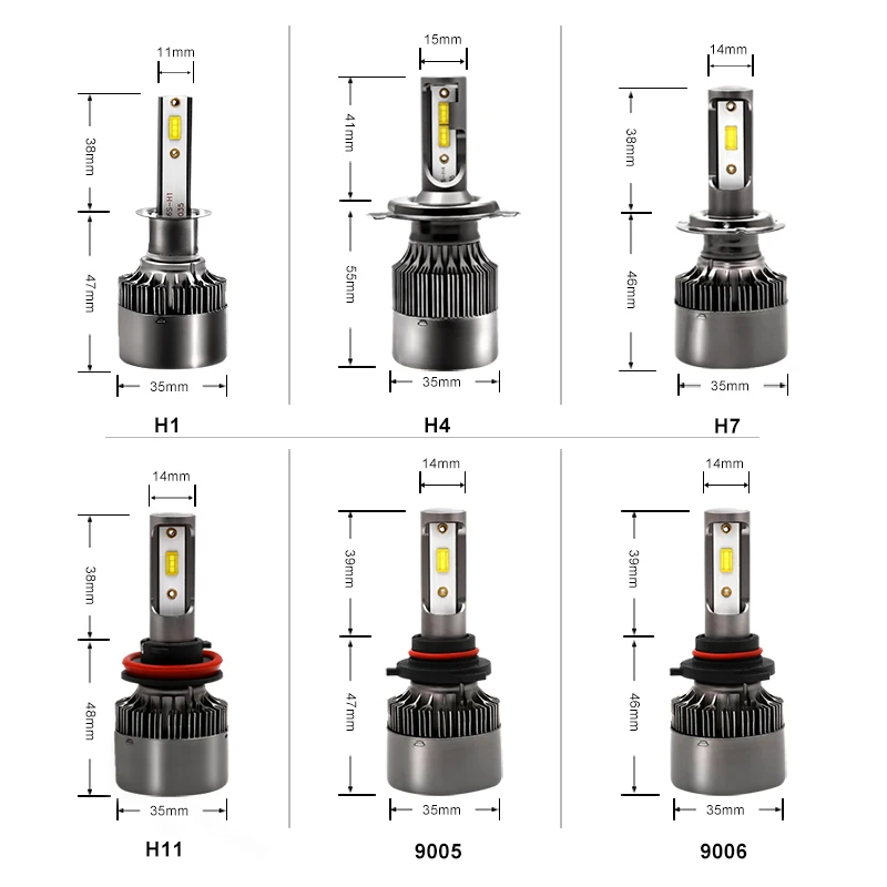 

H1 LED Headlight Bulbs H4 H7 H11 9005 Hb3 9006 Hb4 Car Light Bulb 12V 24V 60W 8000LM 6500K CSP Headlamp Kit Auto Lamp Lights