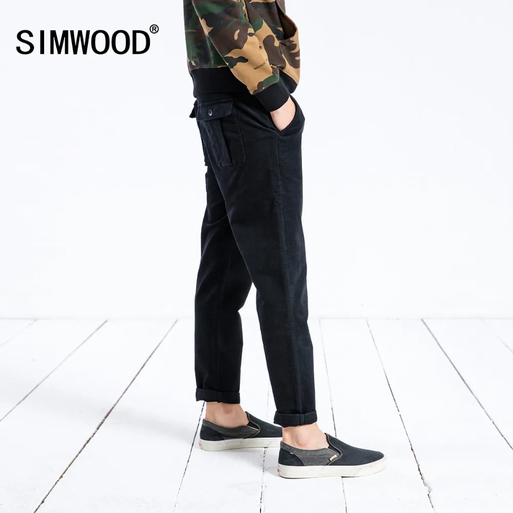 SIMWOOD 2019 осенние брюки мужские Модные Повседневные облегающие прямые длиной до