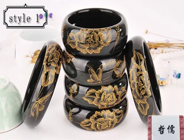 Натуральный нефритовый браслет из Синьцзяна с чернилами ручной работы золотая