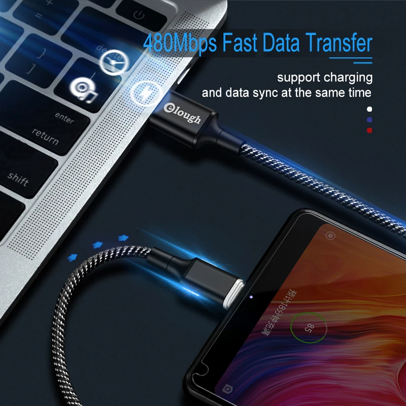 Магнитный usb-кабель Elough Espark для Iphone XS кабель type-c зарядный Быстрая зарядка Micro USB