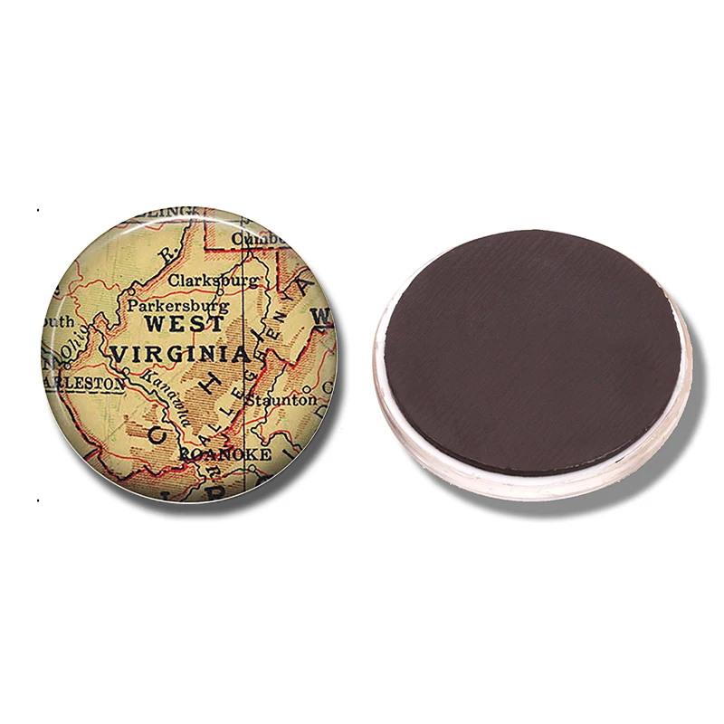 Карта штата Западная Вирджиния 30 мм магнит на холодильник горные аллегении
