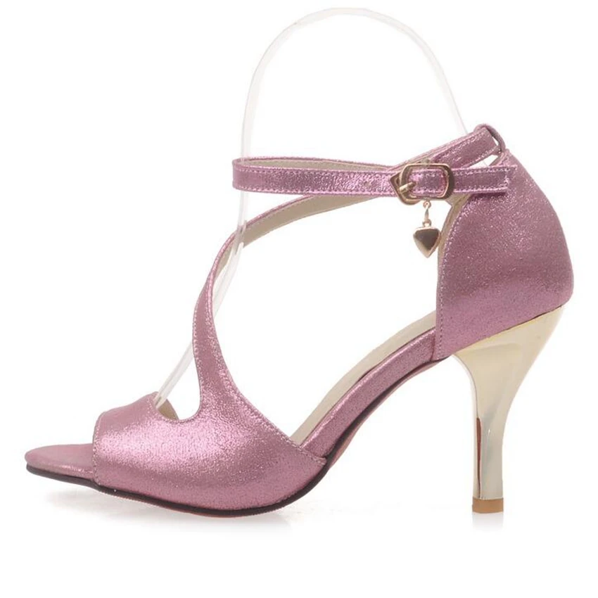 Женские летние сандалии на высоком каблуке большие размеры 31-44 фиолетовые