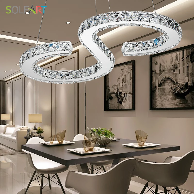 Подвесные светильники хрустальная Светодиодная лампа из нержавеющей стали с