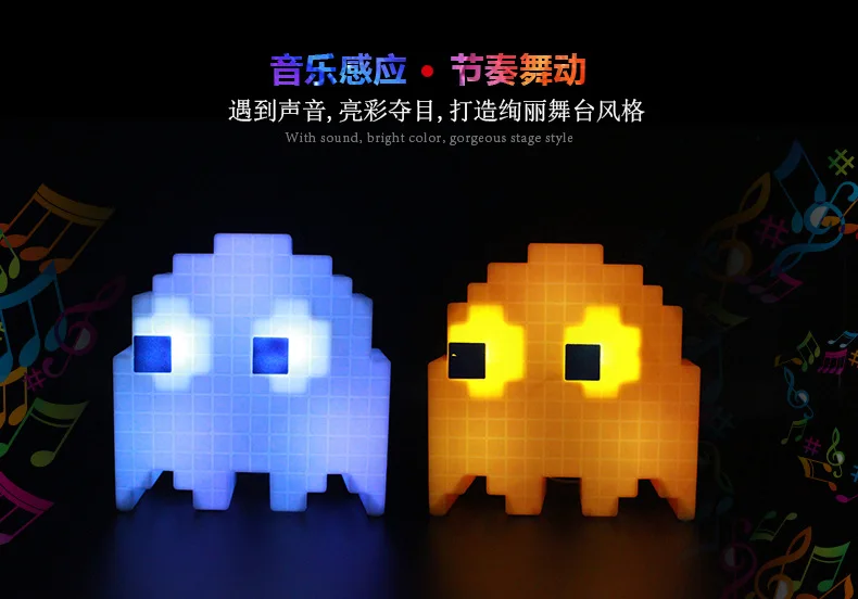 PacMan лампа призрак светодиодный ночник многоцветный мультфильм ночные светильники USB перезаряжаемые для детей детской украшения освещение