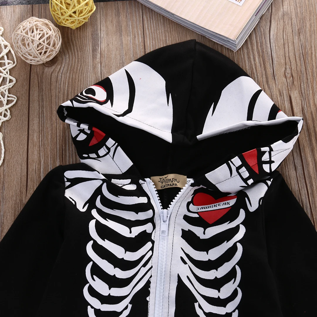 Infant Unisex Baby Girl Boy Skeleton Hooded Zipper Rompers Babies Kids Pajamas Jumpsuit Playsuit Outfits AU Clothing | Детская одежда и